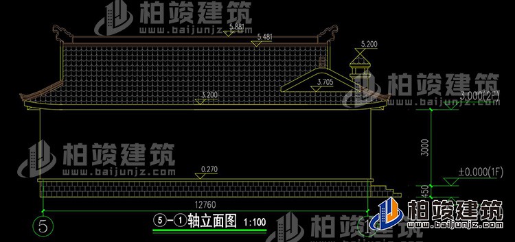 农村一层三合院设计图和效果图BZ171-新中式风格